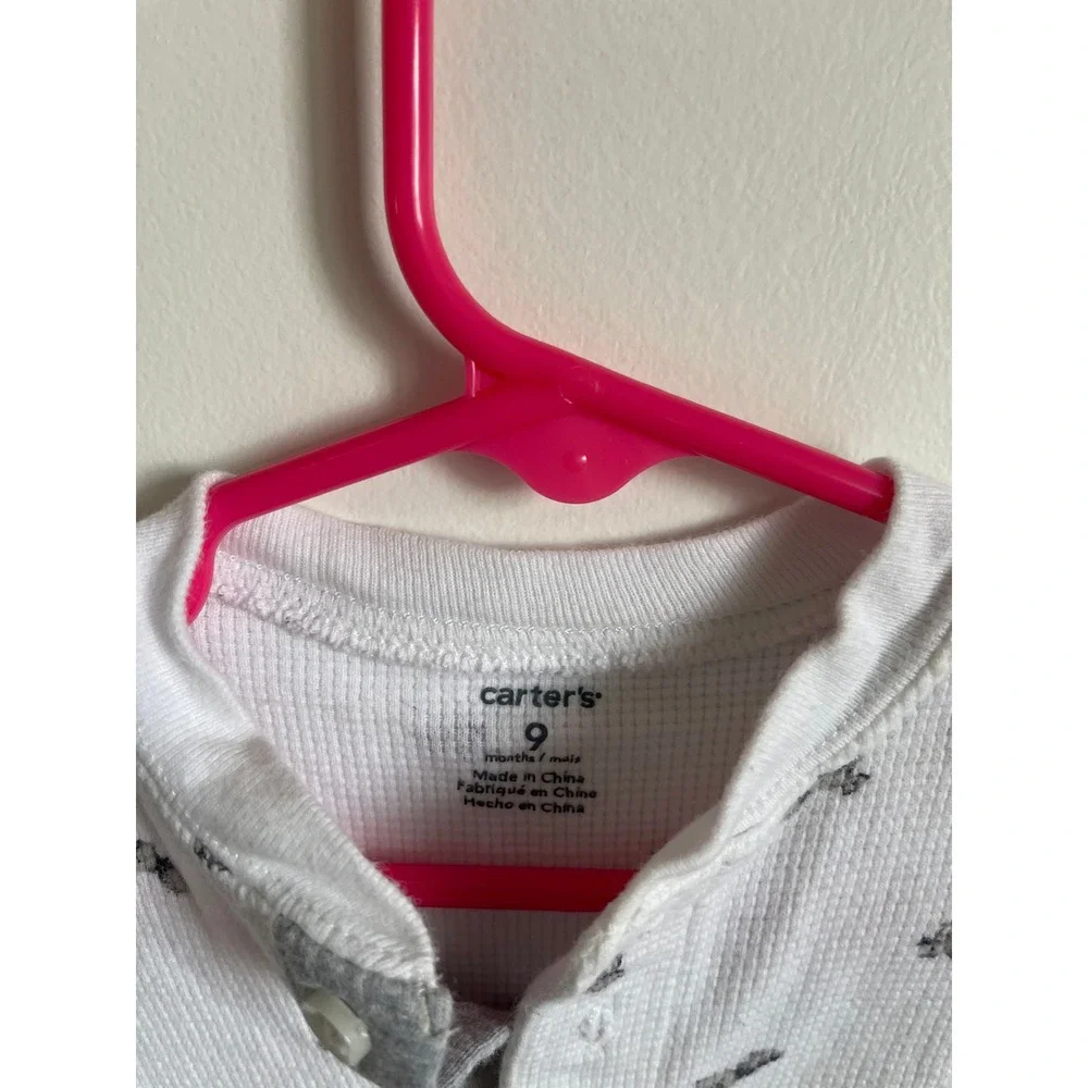 Carters Baby Boys White Waffle Knit Henley Bodysuit Squirrel Print‎ 9M